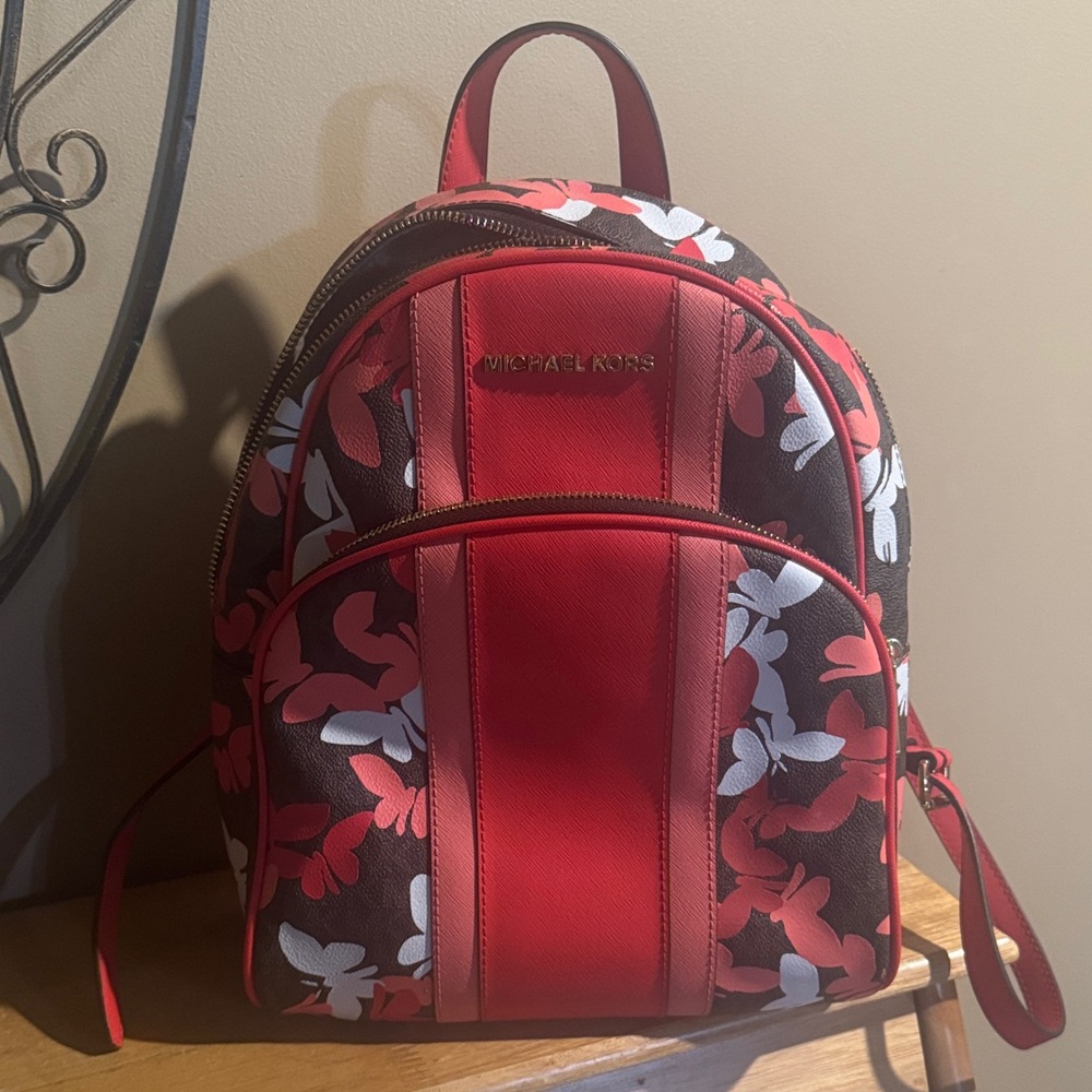 Michael Kors Floral Red and White Backpack